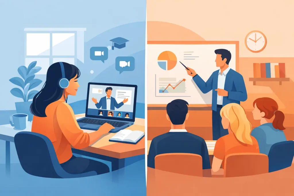 Cursuri online versus cursuri fizice
